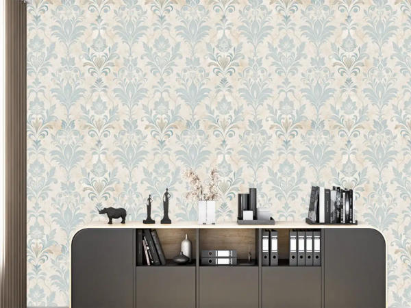 Blush and Blue Damask
